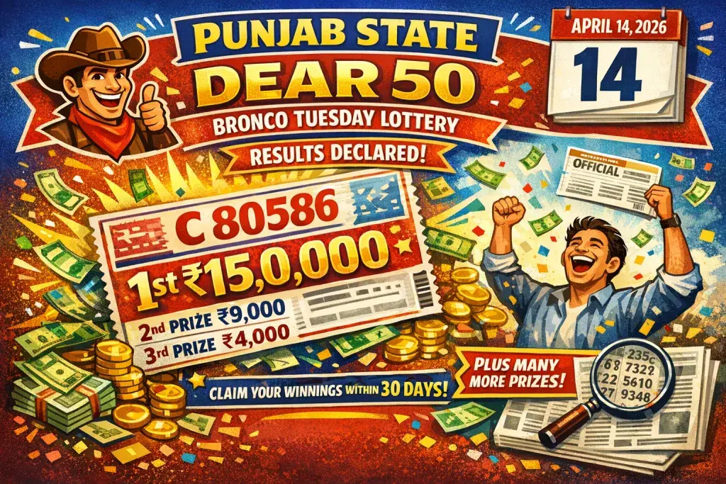 Punjab State Dear 50 Bronco Tuesday Lottery Declares Results for April 14, 2026